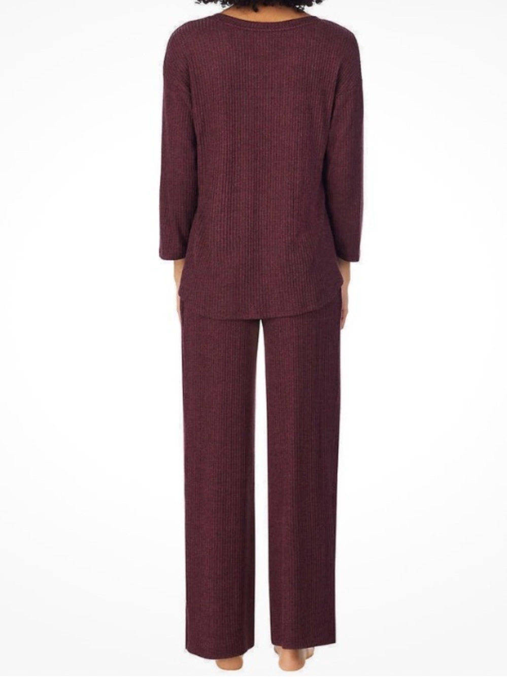 Midnight by Carole Hochman Rib-Knit Lounge Set - Plum - Picture 3 of 6